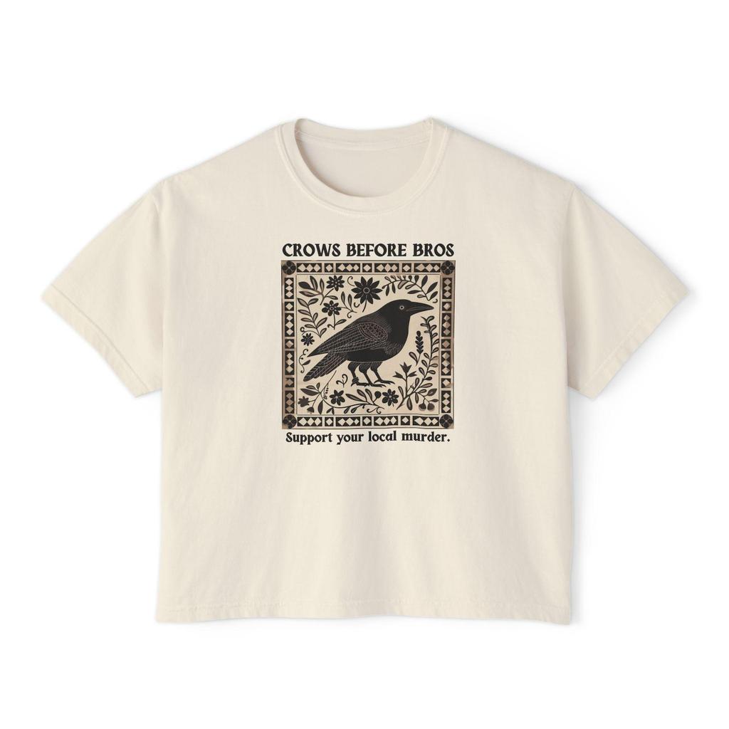 Crows Before Bros T-Shirt • Goth Witchy Cottagecore Aesthetic Pullover • Whimsigoth Crow Person Cozy T-Shirt