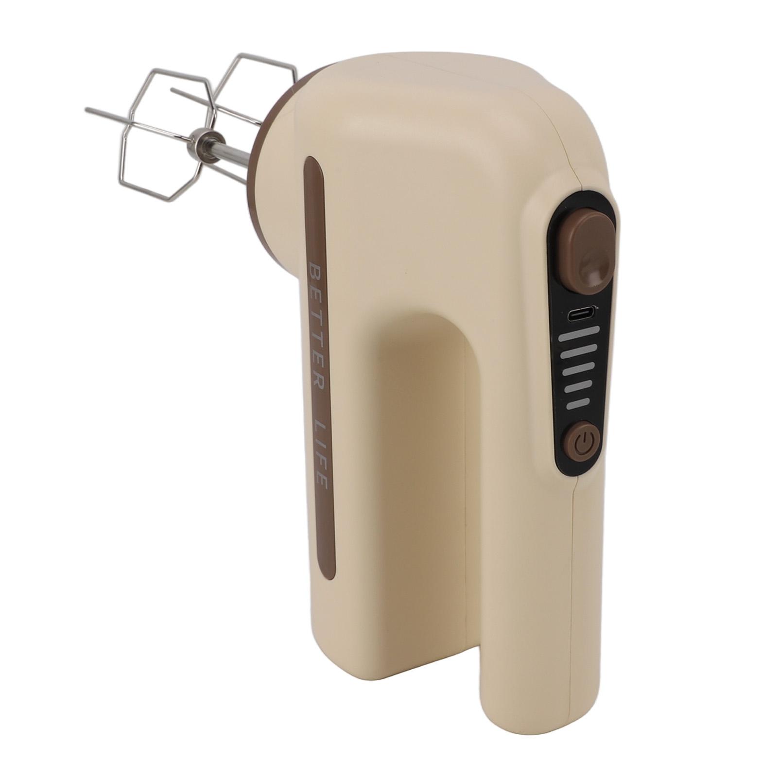 

Household Cordless Electric Hand Mixer Egg Beater 5 Speed Electric Hand Mixer with Stainless Steel Whisk Khaki