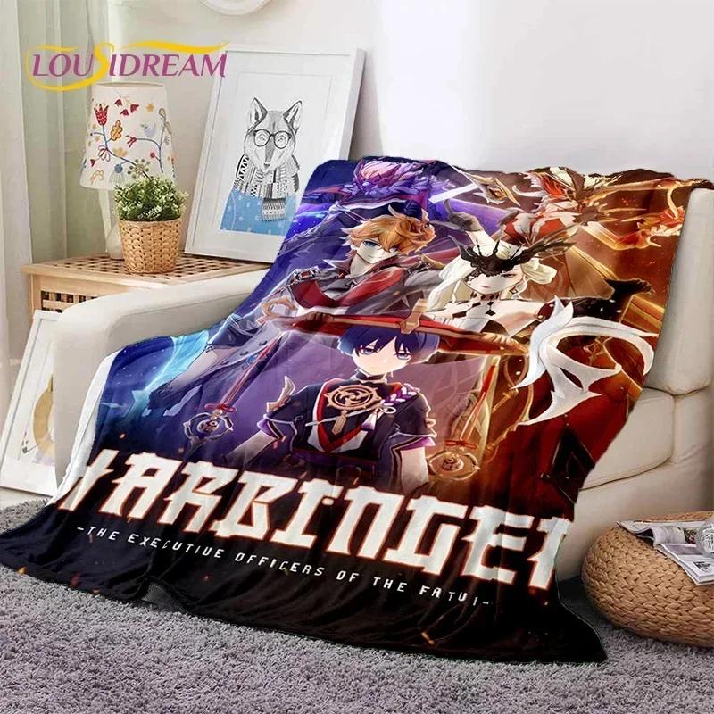3D Niedliche Genshin Impact Cartoon Spiel Weiche Flanelldecke für Betten Schlafzimmer Sofa Picknick, Überwurfdecke für Outdoor-Freizeit Nickerchen Geschenk