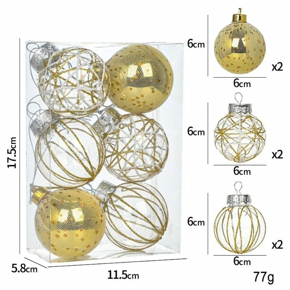 6 Stück Neue Kunststoff Weihnachtskugel Anhänger 6cm Wiederverwendbarer Weihnachtsbaum Anhänger Weihnachtsbaumschmuck Frohe Weihnachten