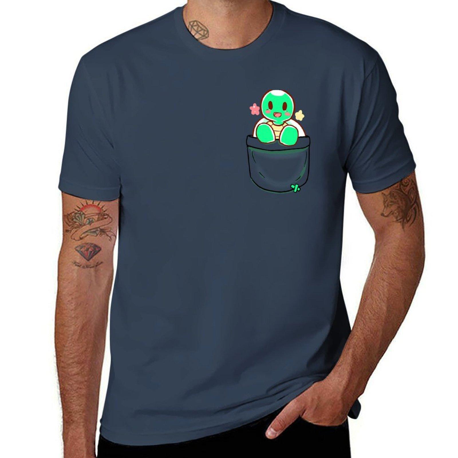 Pocket Cute Turtle TShirt Festival Casual Short Sleeve S