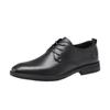 Red Dragonfly Men's Black Leather Shoes - British Style, Soft Sole, Ideal for Weddings, Business, and Casual Wear.