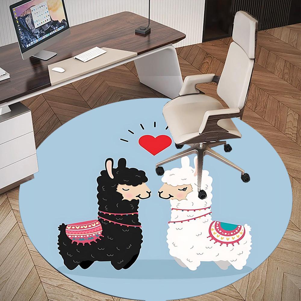 1pc llama love Round Chair mat Area Rug - Non-Slip, Floor Mat for Office, Bedroom, and Indoor Decor c1125021
