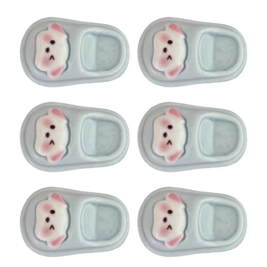 

6Pcs Girl Hairpin Cartoon Slippers Design Small Hair Clips Girls Students Secure Hold No Slip Hair Accessories синий