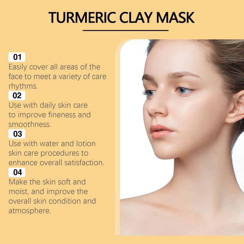 Maschera all'Argilla alla Curcuma per Illuminare e Pulire i Pori, Maschera all'Argilla Idratante Rassodante con Niacinamide per Tutti i Tipi di Pelle