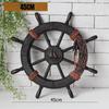 Mediterranes Holzschiffsraddekor 45cm Nautisches Ruder Handgefertigt Handwerklich Langlebiges Hängendes Ornament für die Wohnzimmerwand