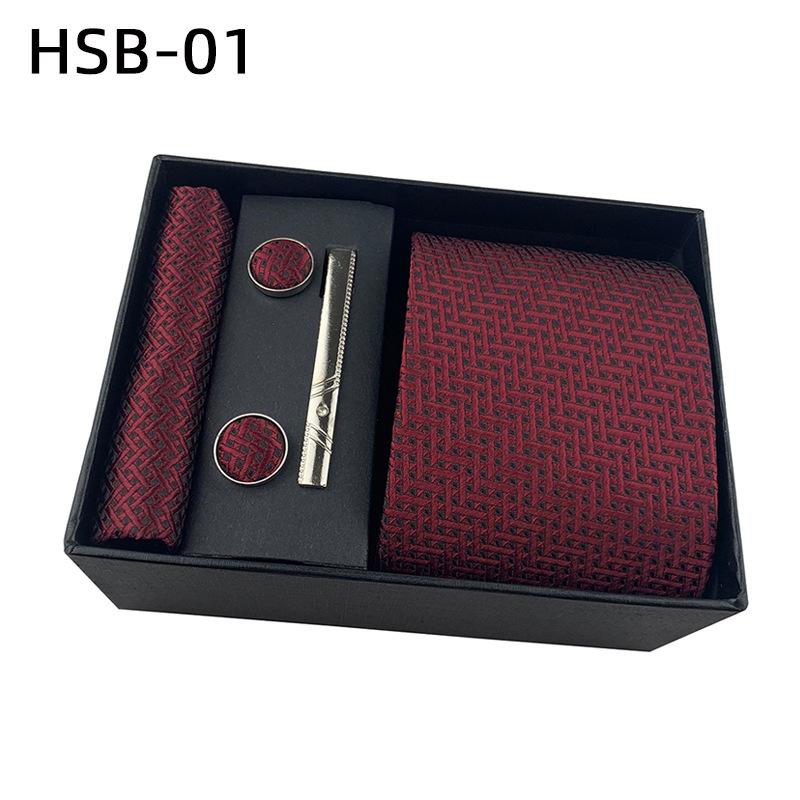 Men's Black Business Tie Gift Set: Striped & Plain Ties, Pocket Square, Tie Clip