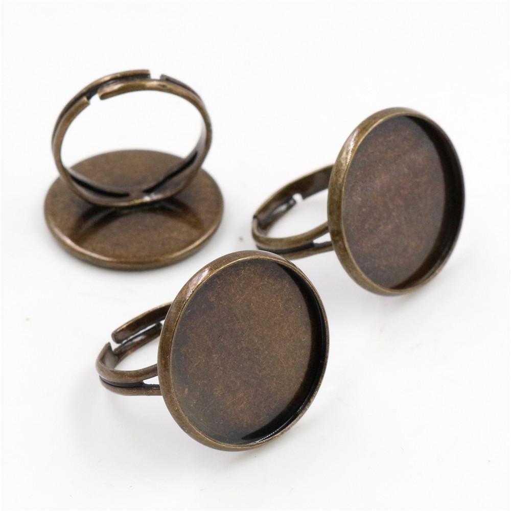 20mm 10pcs/Lot Classic 9 Colors Plated Brass Adjustable Ring Settings Blank/Base,Fit 20mm Glass Cabochons,Buttons;Ring Bezels