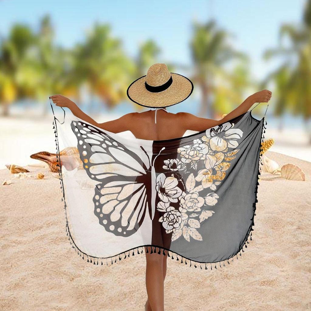 Bohemian Women Butterfly Swimsuit Cover up Beachwear for Trips Outings Summer