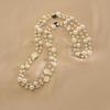 Women Necklace Double Layers Faux Pearl Camellia Decor Sweater Decoration Contrast Color Stainless Smooth Adjustable Women Jewelry