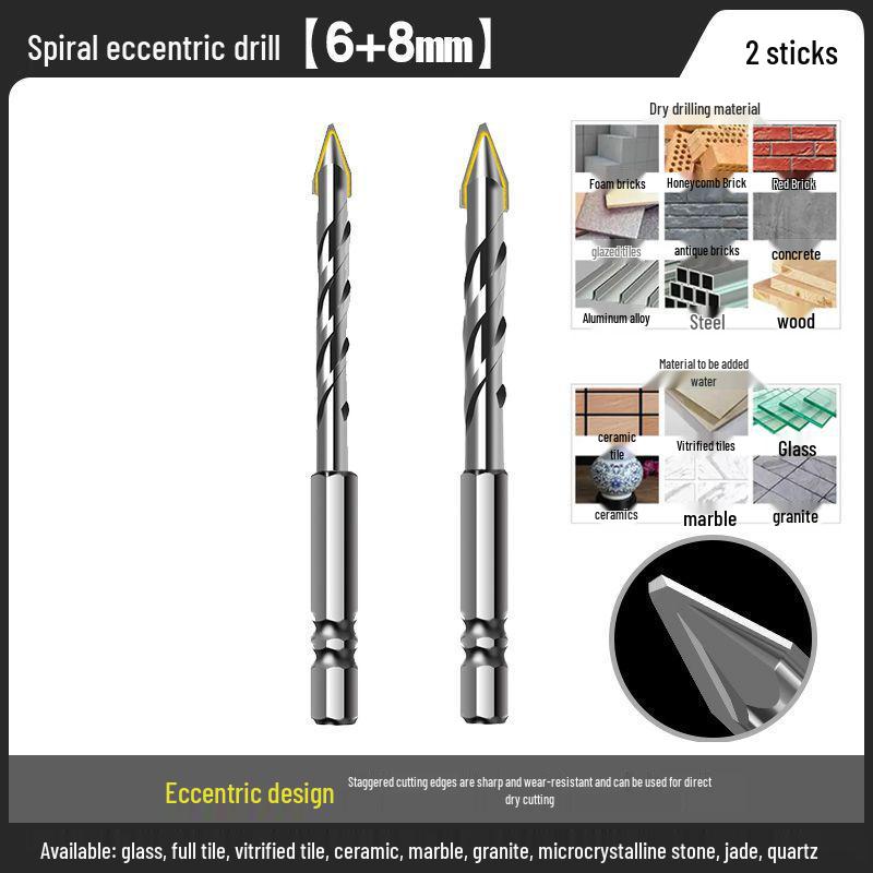 Carbide Eccentric Drill Bit for Electric Drills - Ideal for Round Hole Drilling in Concrete, Brick, and Porcelain Tiles.