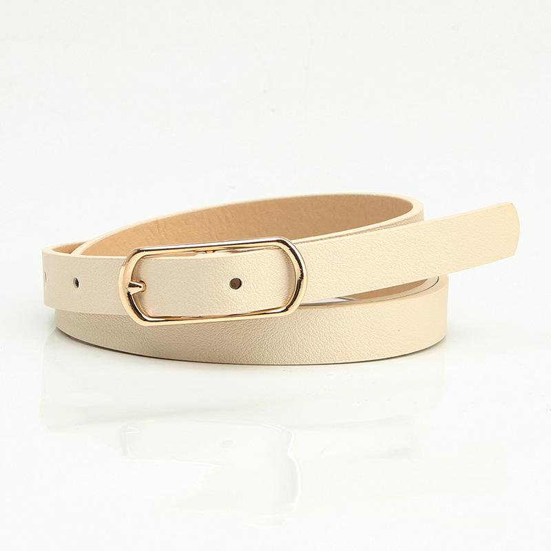 Simple and Versatile Multi-color Women's Thin Belt Fresh and Sweet Dress Decorative Oval Button PU Belt