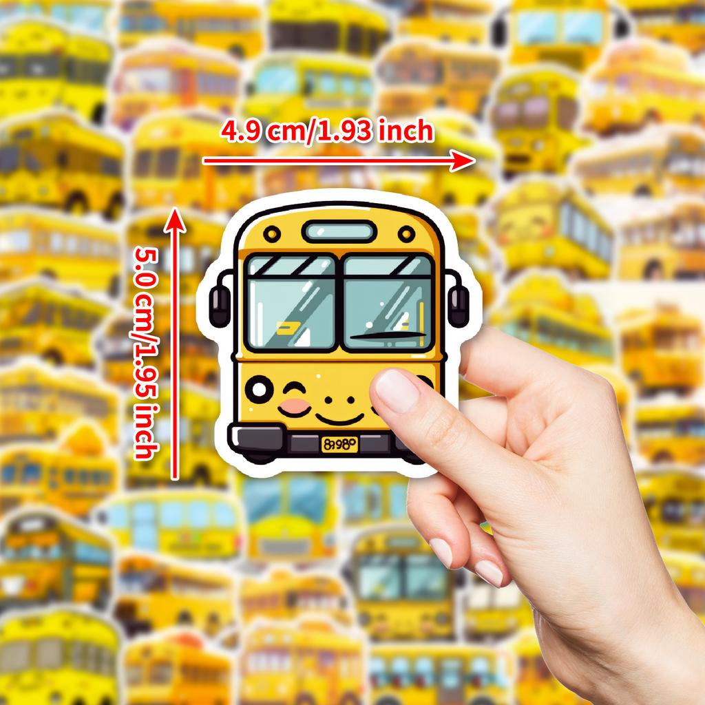 50 Cute Cartoon School Bus Graffiti Stickers Personalized Decoration Mobile Phone Notebook Waterproof and Removable