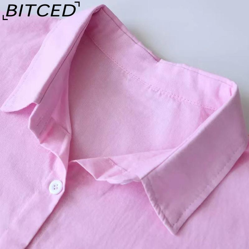 BITCED Women's 2-piece Vintage Plus-size Cotton and Linen Shirt Set High-waisted Loose Trousers