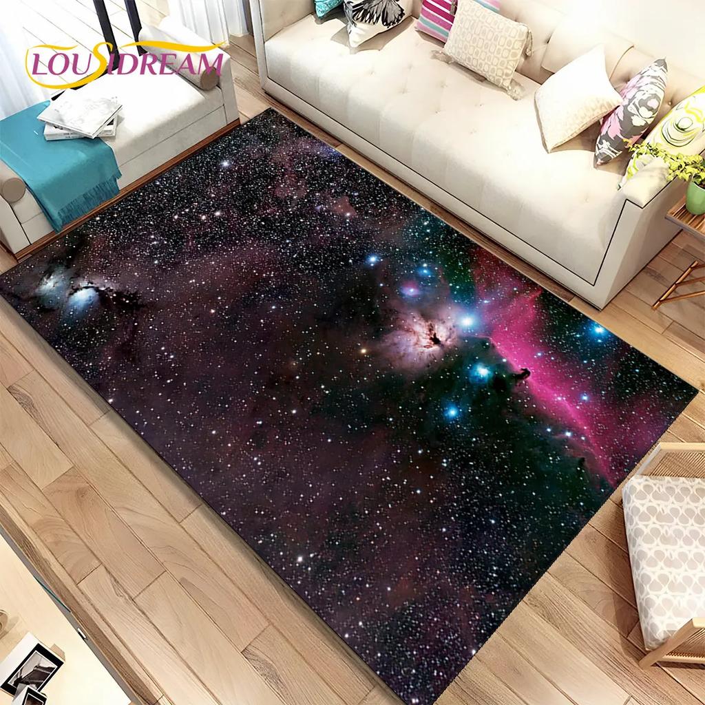 Galaxy Universe Space Stars Area Rug,Carpet Rug for Home Living Room Bedroom Sofa Doormat Decor,Kids play Non-slip Floor Mat HD