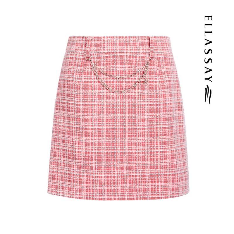 ELLASSAY Chic Plaid Chain Mini Skirt