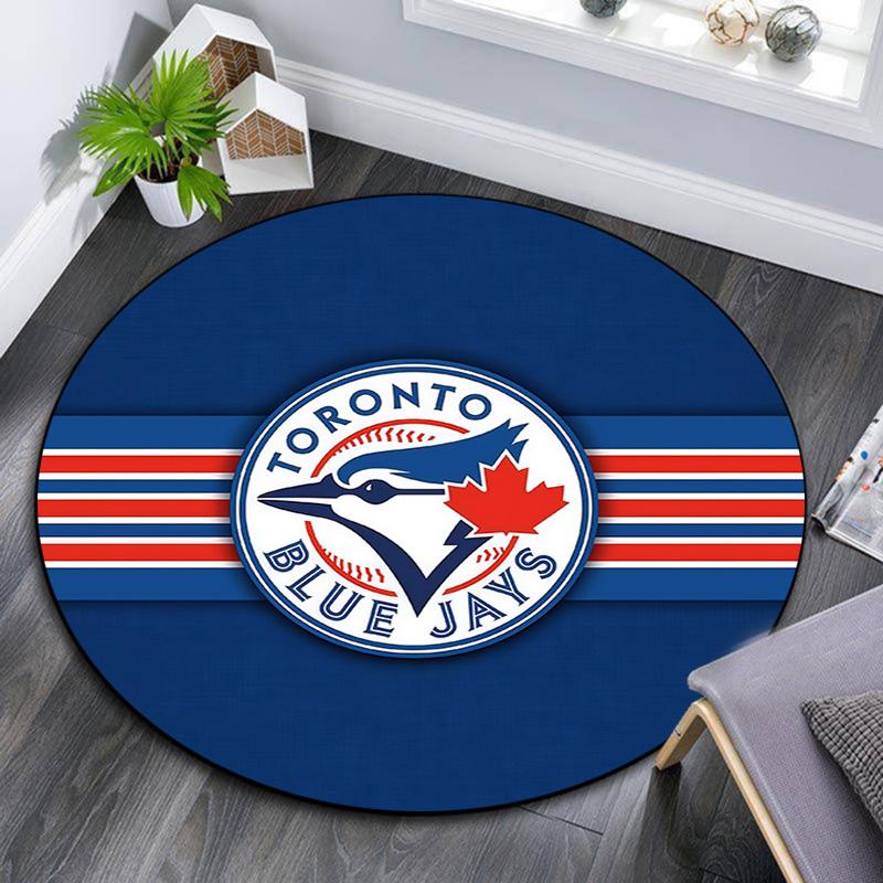 Toronto Blue Jays2 Round Area Rug,Carpet Rug for Living Room Bedroom Sofa Playroom Decor,Non-slip Floor Mat