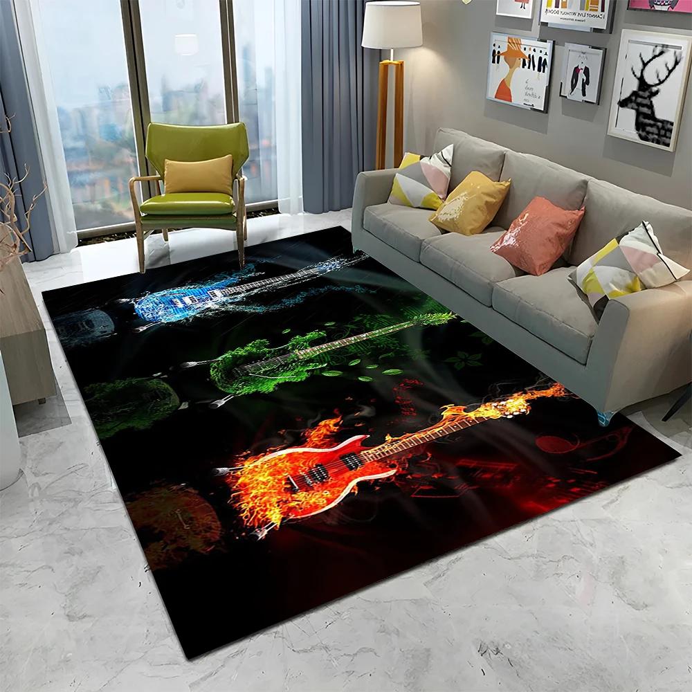 Electric Guitar 3D Classical Guitar Carpet Rug for Home Living Room Bedroom Sofa Doormat Decor,kids Area Rug Non-slip Floor Mat