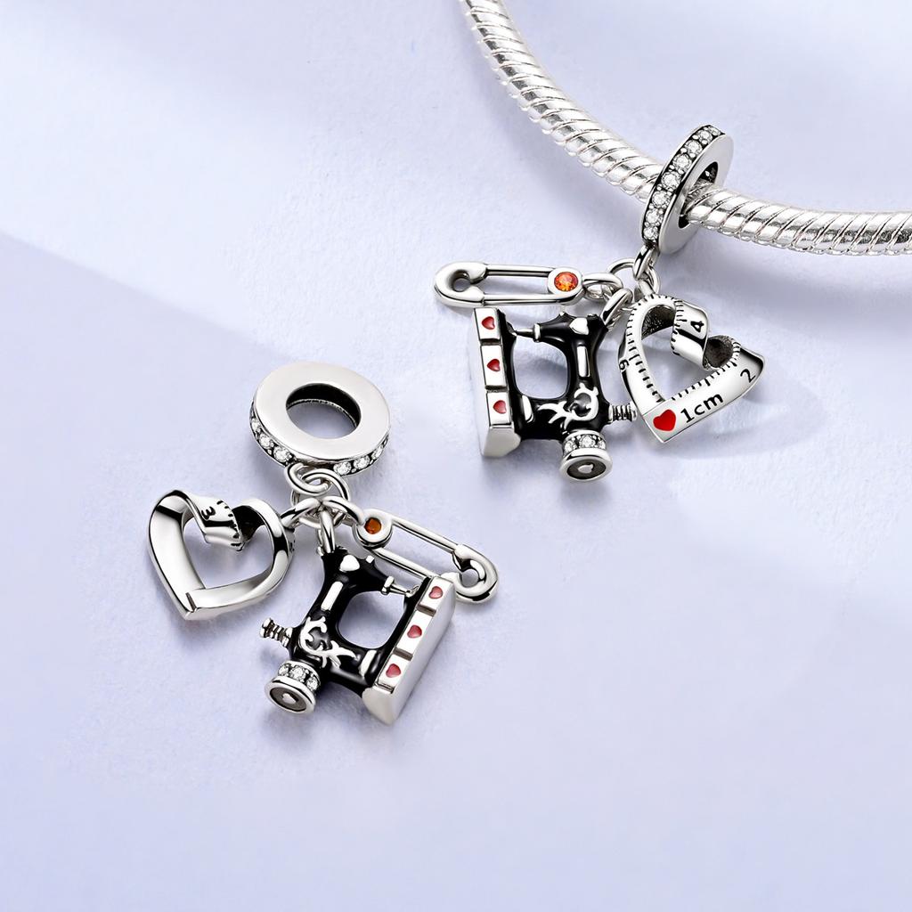 Copper Charm Fit Original Bracelet Diy Beads Pendant Nesting Doll Sewing Machine Fine Jewelry