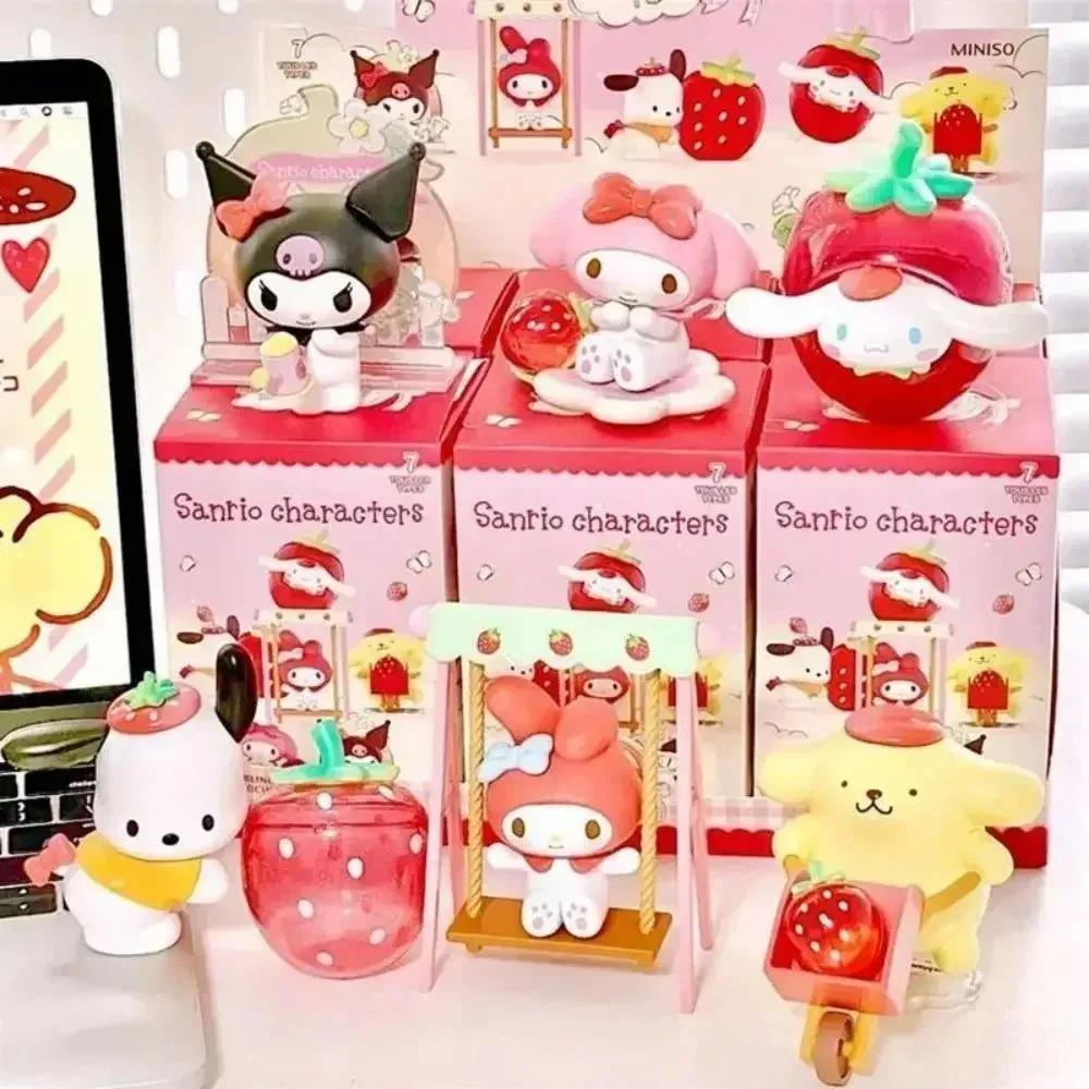 K Sanrio Charaktere Erdbeer-Anwesen Serie Blind Box Kuromi My Melody Cinnamoroll Charaktermodell Pom Pom Purin Puppe Geschenk Spielzeug