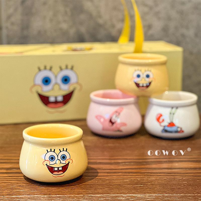 SpongeBob Schwammkopf Gelenk-Teetasse Geschenkbox 2025 Neu Hochwertige Büro-Heim-Keramik-Teetasse Geschenk