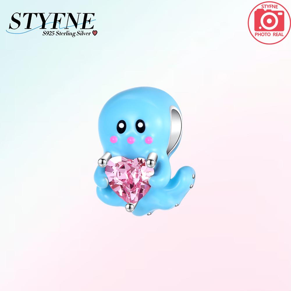 Original Copper Blue Octopus Tail Starfish Animal Seahorse Beads Charm Fit Bracelet Women Anniversary Gift Accessory Jewelry