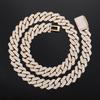 14Mm Rhombus Slightly Inlaid Zircon Fashion Trend Double Row Necklace Men's Bracelet Jewelry Wear Accessories