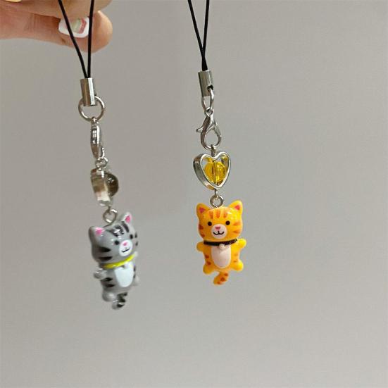 1/6Pcs Keychain Heart Cat Styling Design Keyring Phone Decoration Kitty Phone Charm Multifunctional Charm Key Holder
