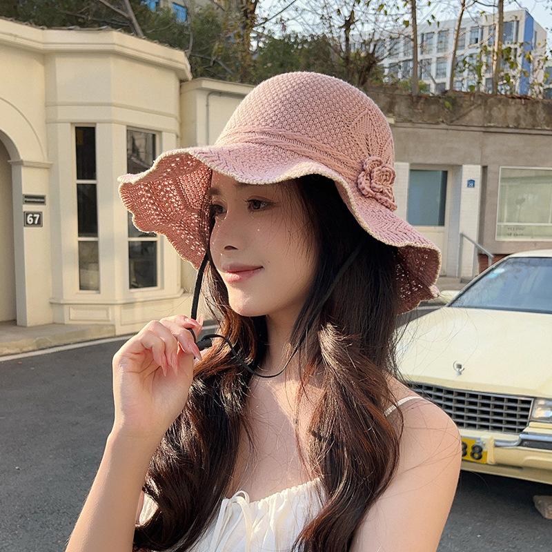 Summer Casual Flat Brim Hat Women's Floral Sunshade Beach Cap Face Hats