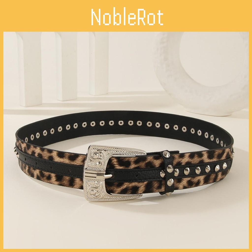 Fashion Leopard Print Pattern Rhinestone Metal Buckle Decoration Women Wide Belt For Streetwear Fashion