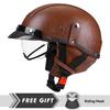 Motorcycle Half Helmet Leather ABS Shell All Seasons Comfortable DOT Certified Motorcycle Equipment Riding Open Half Face Helmet