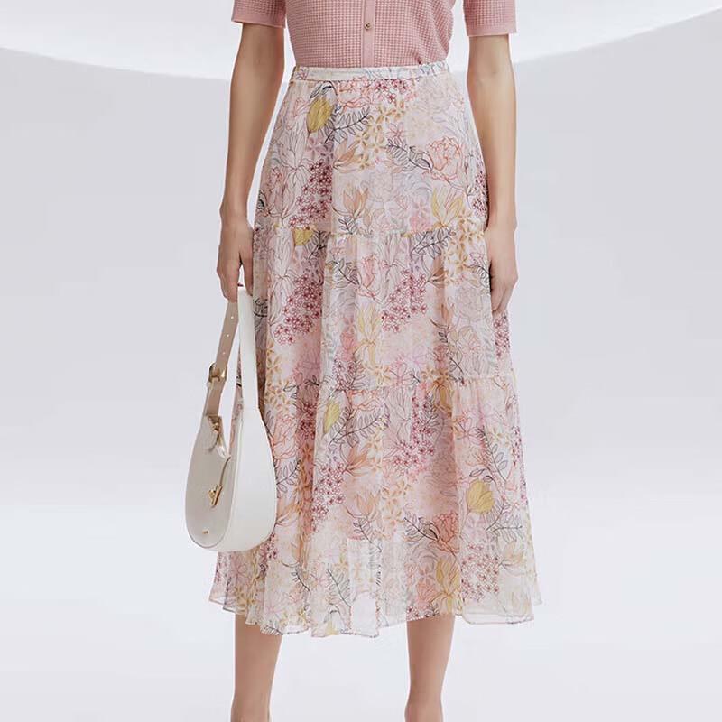JESSIE Dreamy Print Tiered Midi Skirt M