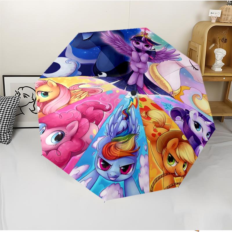 Little Pony Fashionable Automatic Opening/Closing Folding Umbrella. Portable and Foldable, Ideal for Gift, Travel, and Daily Use.