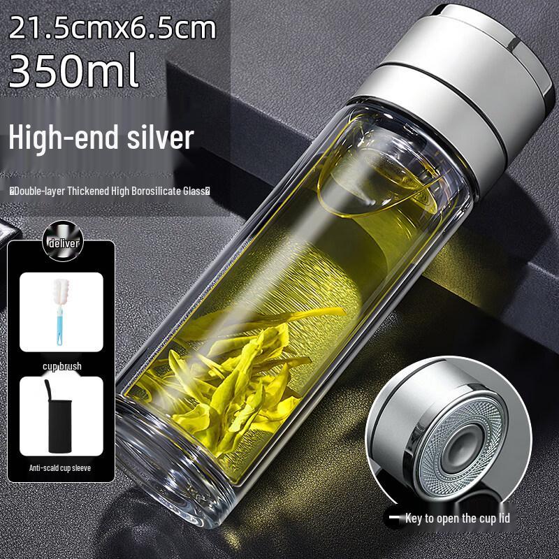 Xihe Double-Layer Silver Glass Car Thermos Mug