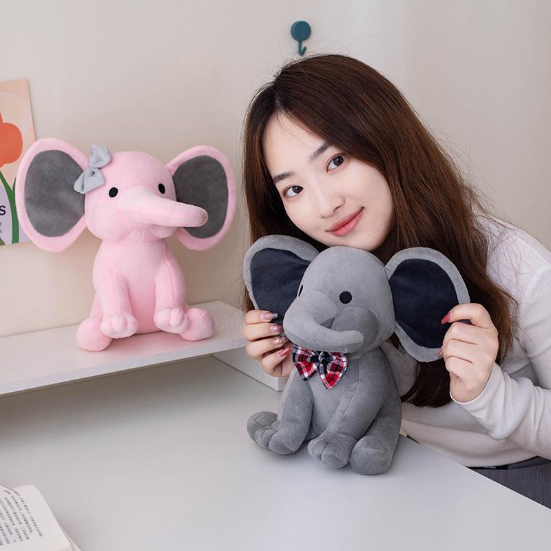 25cm Sleeping Elephant Doll Pink Grey Elephant Plush Toy for Children Birthday Present Holiday Gifts