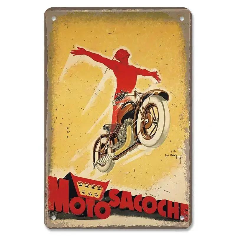 Vintage Metal Sign Motorcycle Poster Decor TT Racing Metal Tin Plate Living Room Wall Garage People's Cave Restaurant Art Decor