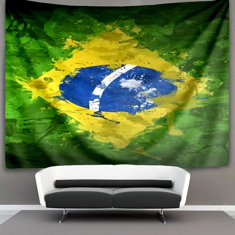 Brazil Artwork Printed Tapestry, Fabric Tapestry Wall Hanging Decoration for Bedroom, Living Room, Dorm Room Home Party Fan Gifts