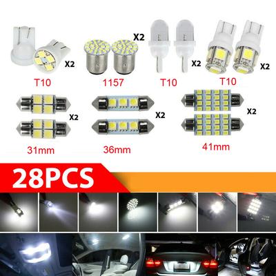 28x Car Interior LED Lights for Dome Licenses Plate Lamp Auto Accessories Kit Car Decoration Lights LED Light Tuning Durable