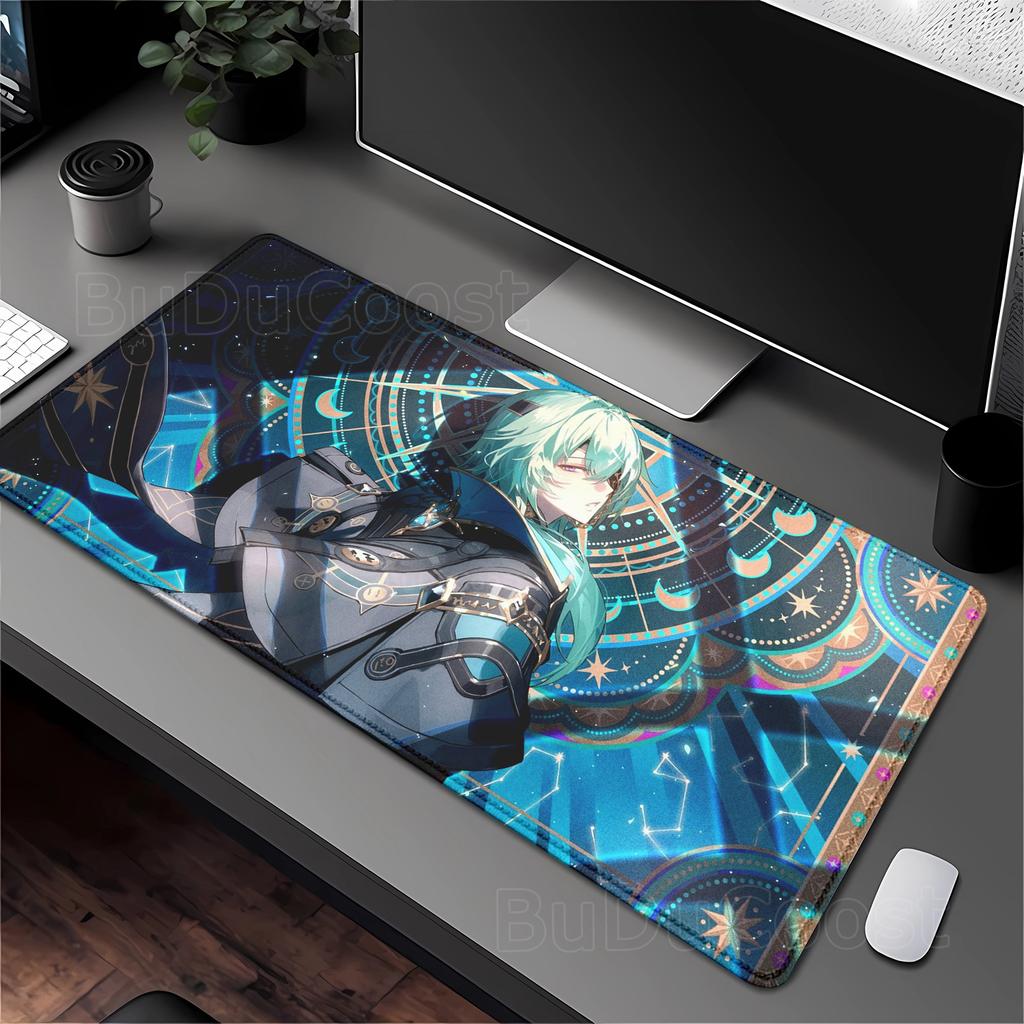 Honkai Star Rail Anaxa Mouse Pad PC Office Accessories Keyboard Anime Mousepad Natural Rubber Anti Slip Gaming Extended Desk Mat