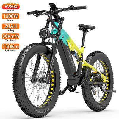 Rower elektryczny Lankeleisi 26" Silnik 1000W Ebike Terenowy 48V 20AH Maksymalny Zasięg 150Km Obciążenie 150Kg RV800