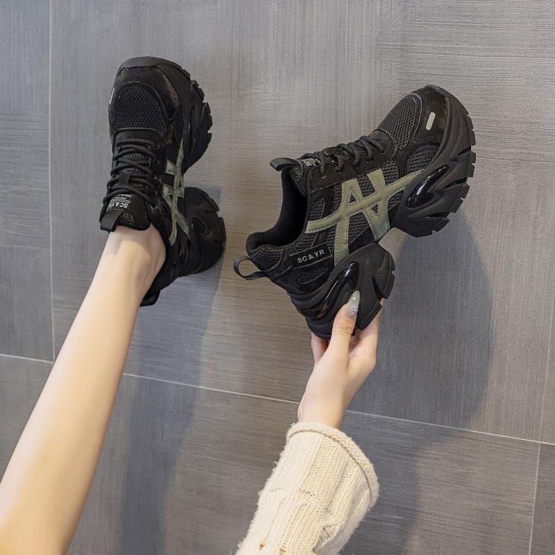 Shoes women's new autumn shoes mesh breathable sports platform casual shoes women's retro splicing