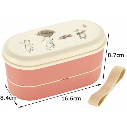 Skater SX2WB Wood Grain Two-Tier Bento Box, 630ml, Auspicious Rabbit Design, Made in Japan