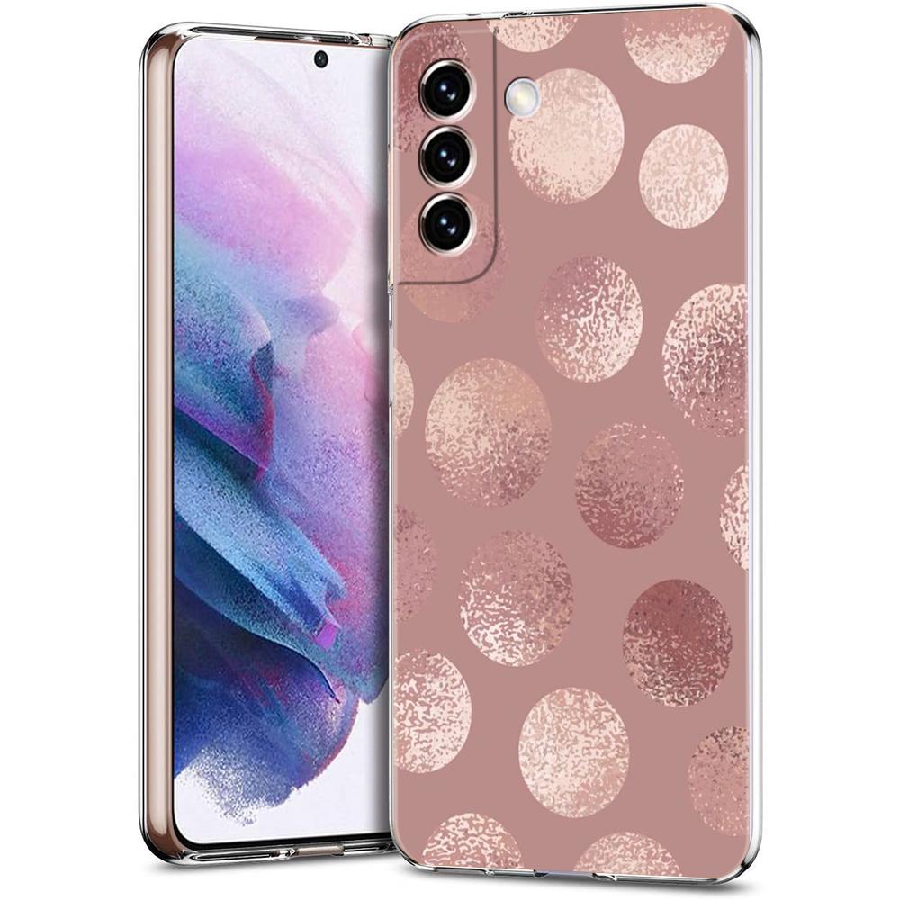 Gold Pink Rose Glitter Hearts Phone Case For Samsung Galaxy S24 Ultra S23 FE S22 S20 S21 5G S10 S9 Plus S10E S8 Soft Clear Cover