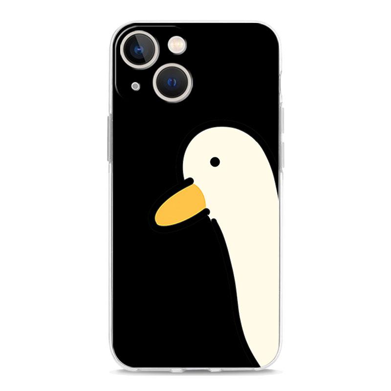 Cartoon Doubt Duck Transparent Phone Case For iPhone 15 16 14 13 12 11 Pro Max XS X XR SE 7 8 Plus TPU Clear Lens Protect Cover