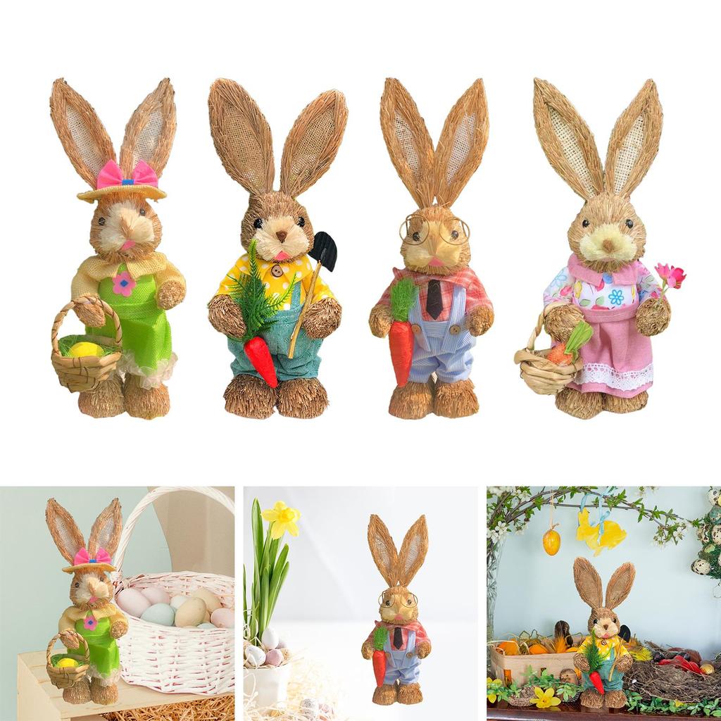 Easter Bunny Figurine Easter Decor Cute Cartoon Decorative Garden Statue Ornament for Porch Desk Indoor Outdoor Bedroom Lawn