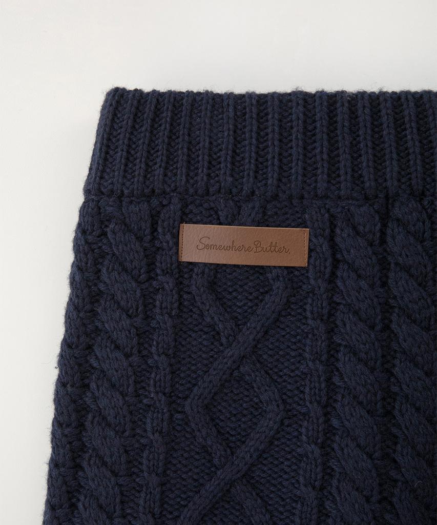 Sseomweeobeoteo Wool Cable Knit Pants - Navy
