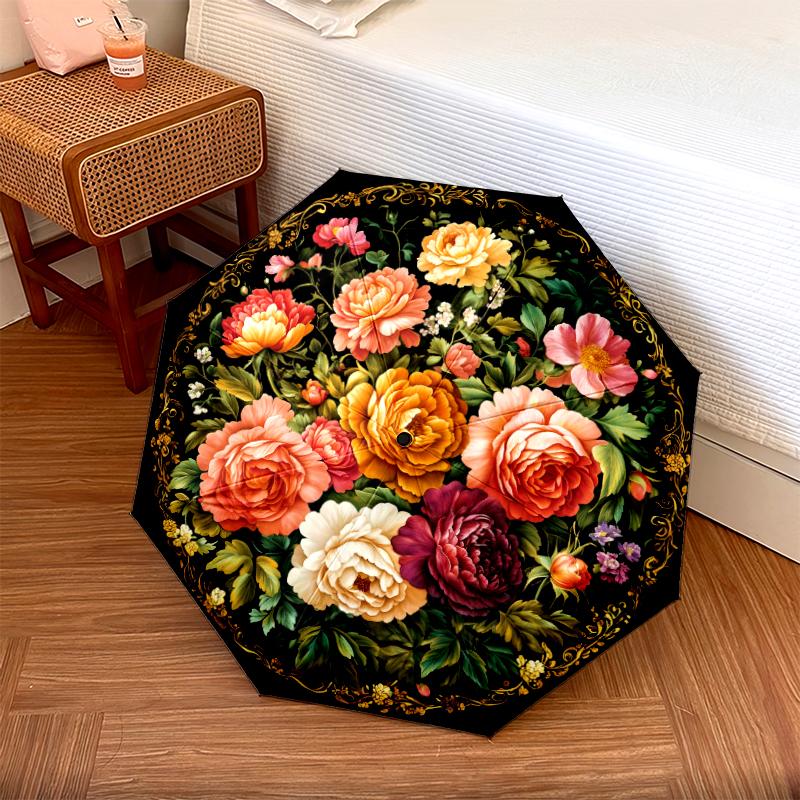 1 Stück Automatischer Faltregenschirm - Buntes Blumenmuster, Tragbares & Faltbares Design mit 8 Speichen, Weihnachts-Geburtstagsgeschenke