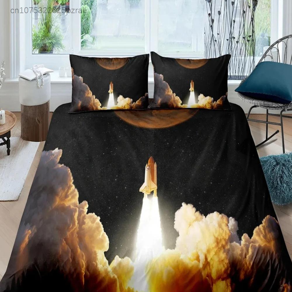 Fighter Fire King Queen Full Duvet Cover Cool Airplane Bedding Set Military Fans Quilt Cover Red Black Polyester Comforter Cover