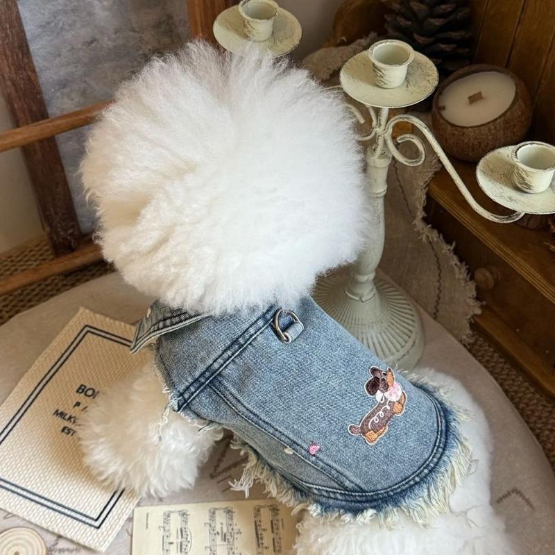 

Puppy dog clothes spring and summer denim vest Schnauzer Teddy Bigbear Pomeranian Yorkshire cat vest XL chest 50 back 40 about 12-7 kg