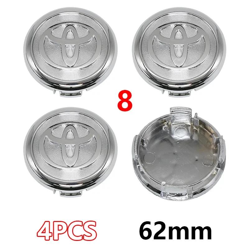 4Pcs 57mm 62mm ABS Car Wheel Center Hub Caps Hub Cap Cover Badge Car Emblem For Toyota C-hr Prado Prius Avensis Rav4 Yaris Hilux